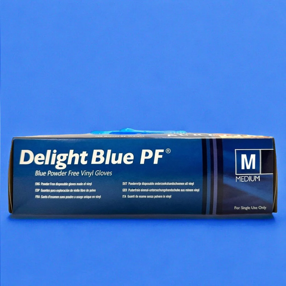 Aurelia - Delight Blue Vinyl Gloves - Powder Free - Image 4
