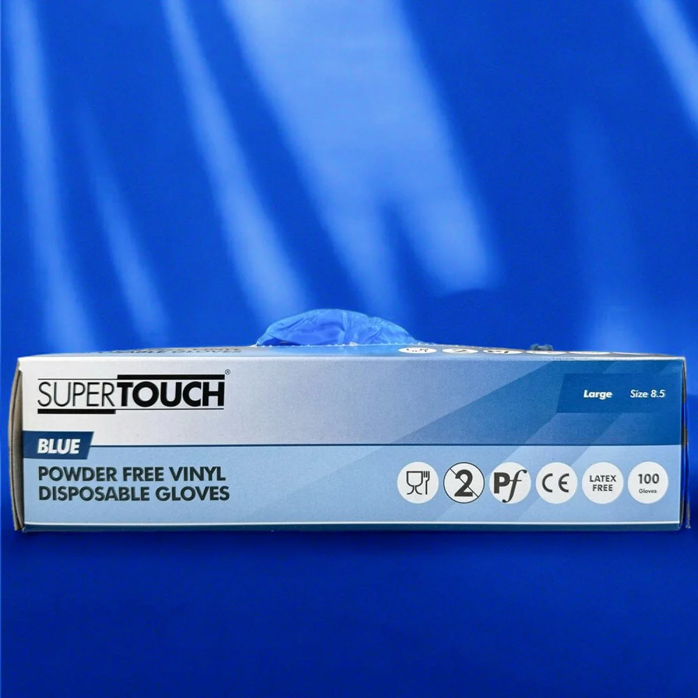 Blue Vinyl Gloves - Powder Free - Image 3