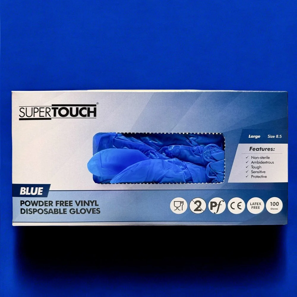 Blue Vinyl Gloves - Powder Free - Image 4