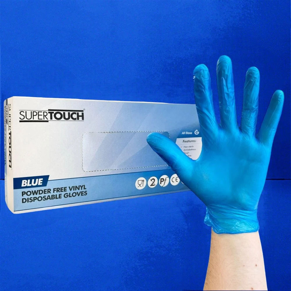Blue Vinyl Gloves - Powder Free - Image 6