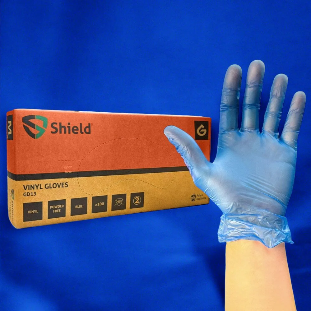 Blue Vinyl Gloves - Powder Free - Image 6