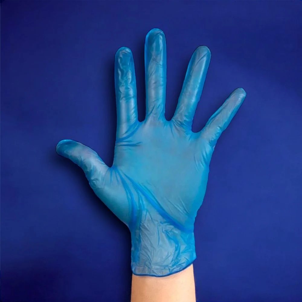 Delight - Blue Vinyl Gloves - Powdered - Image 5