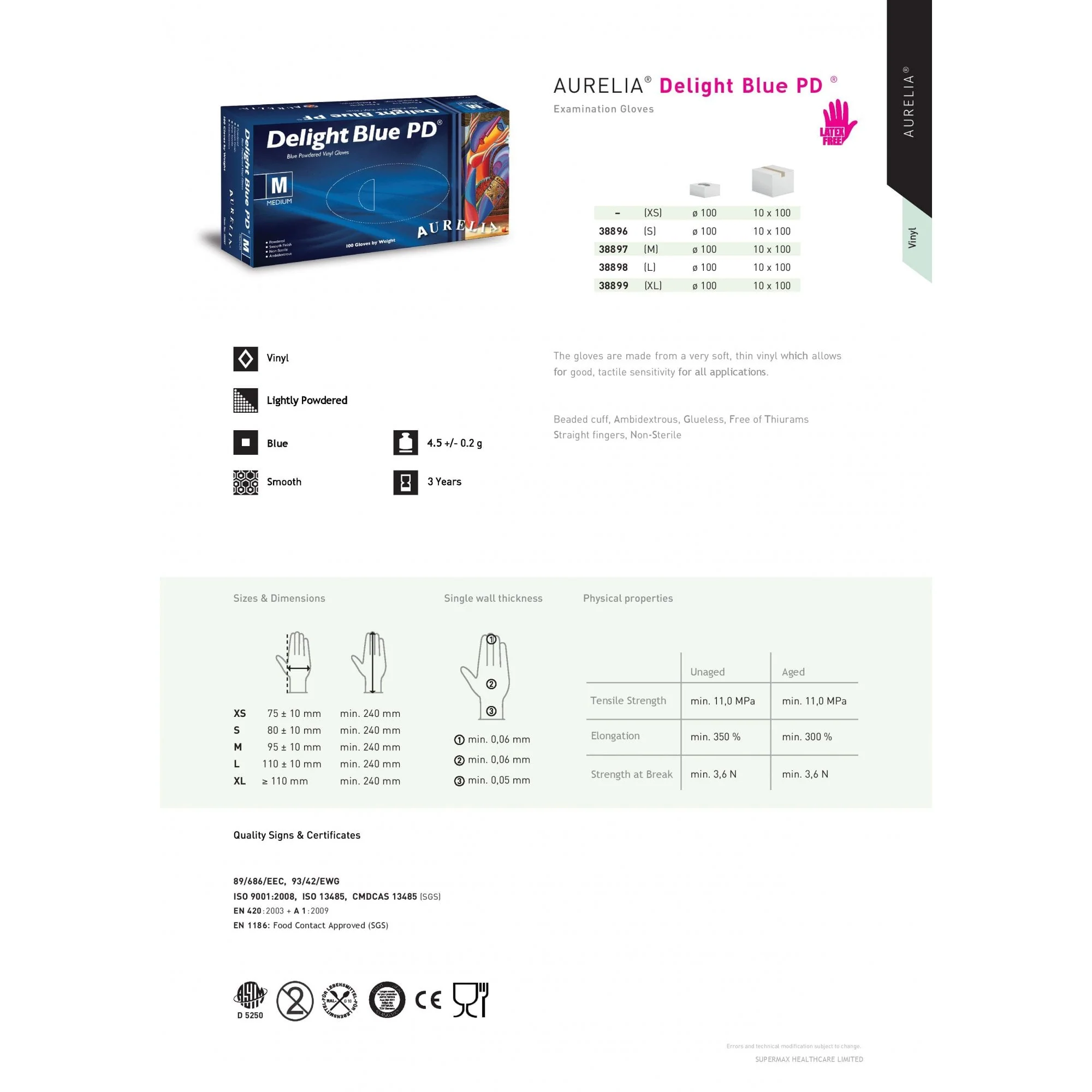 Delight - Blue Vinyl Gloves - Powdered - Image 7