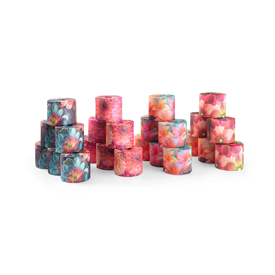Floral Collection #4 Bamboo Toilet Rolls - 24 Rolls x 400 Sheets / 3 Ply - Image 3