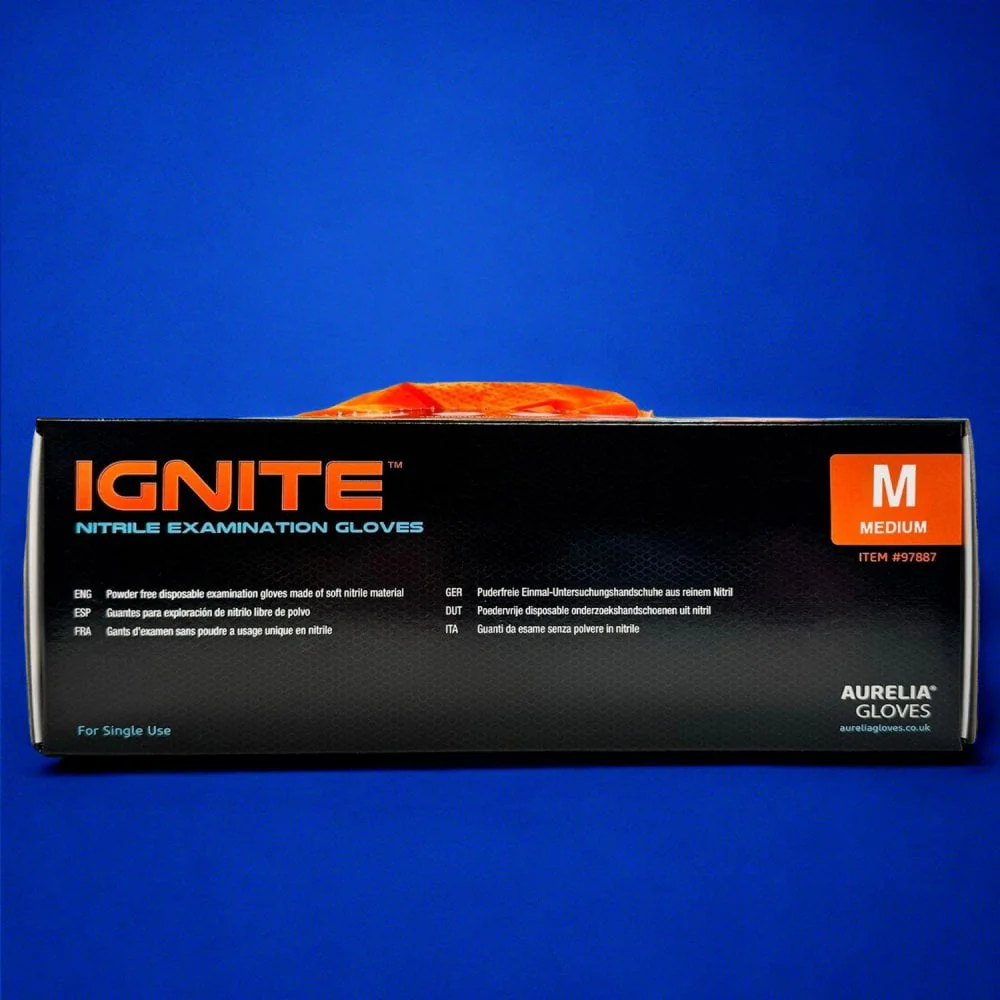 Ignite Heavy Duty Orange Nitrile Gloves - Image 4