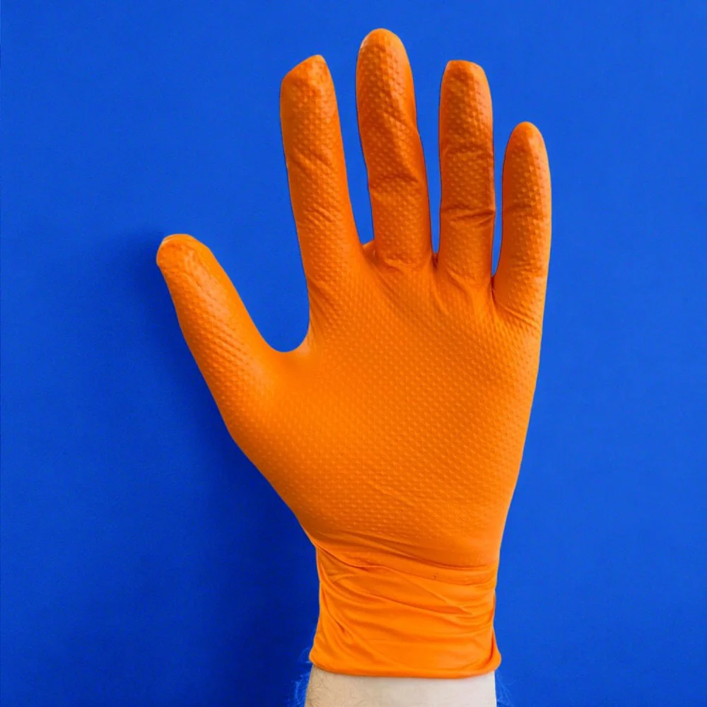 Ignite Heavy Duty Orange Nitrile Gloves - Image 5