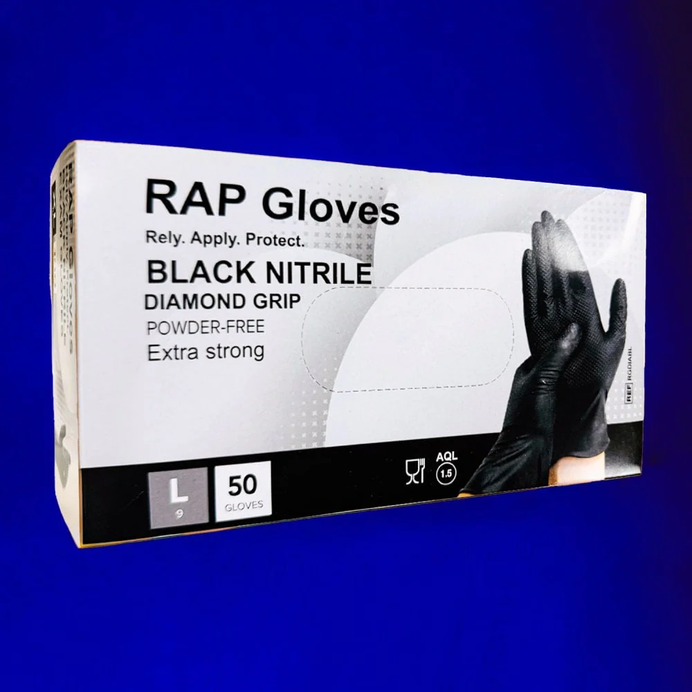 RAP - Black Nitrile Gloves - Powder Free - Image 4