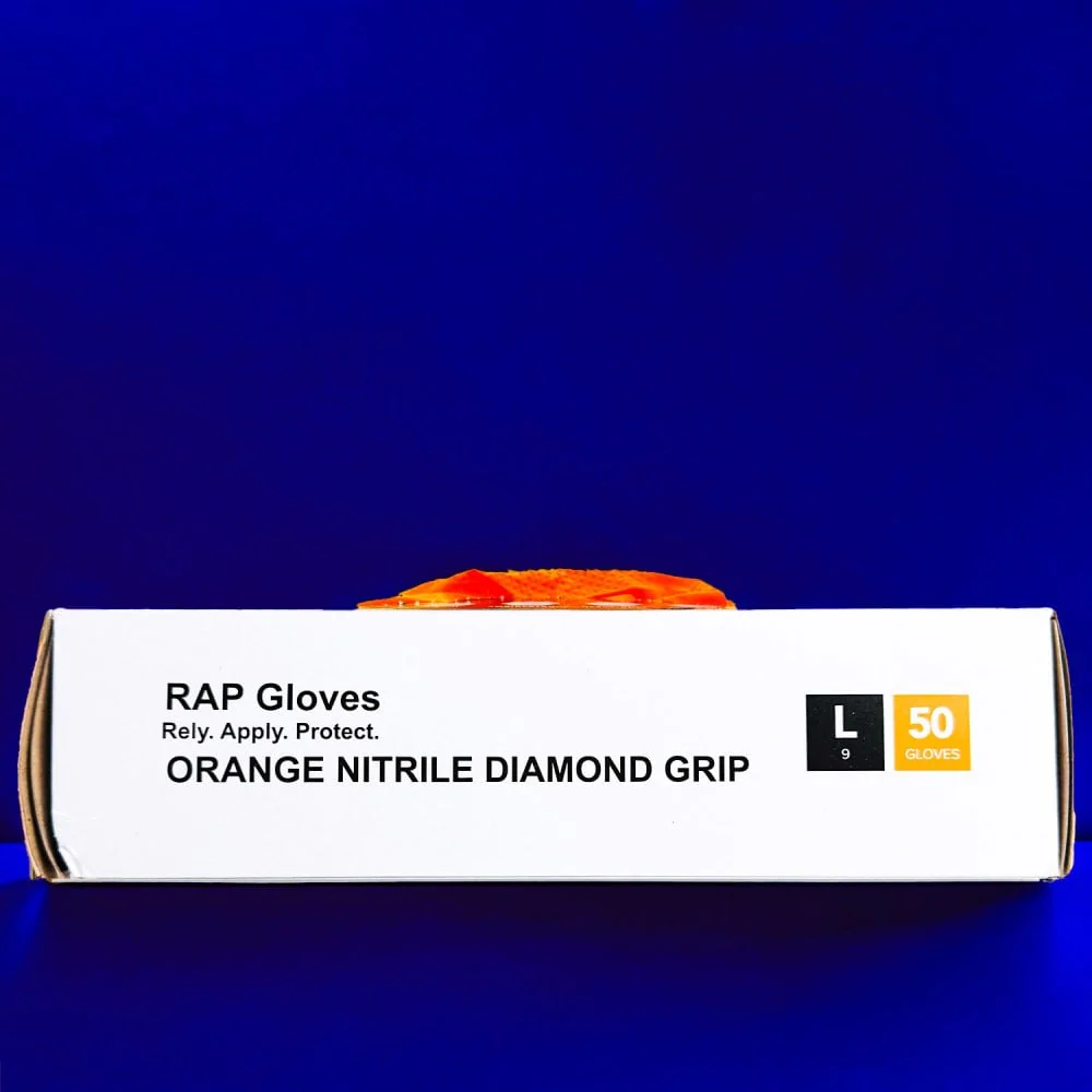 Rap Heavy Duty Orange Nitrile Gloves - Image 3