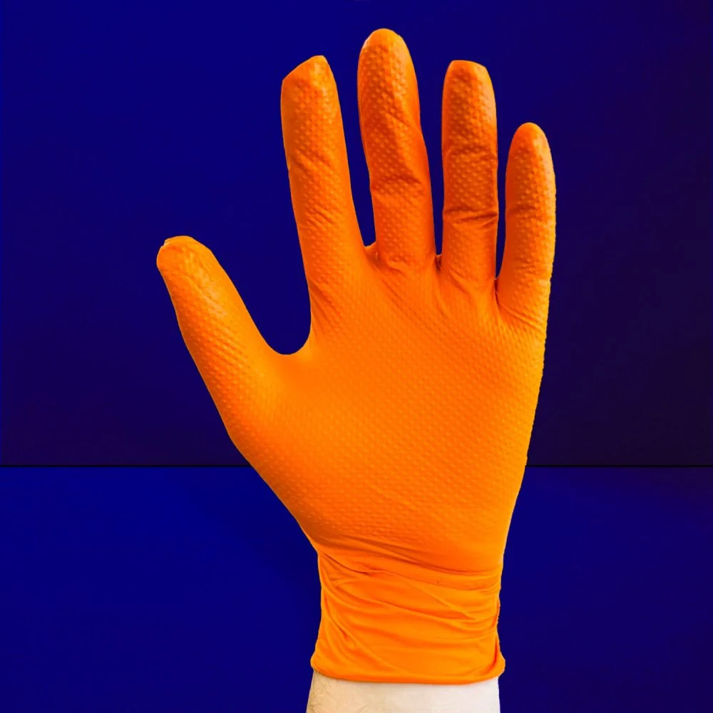 Rap Heavy Duty Orange Nitrile Gloves - Image 4